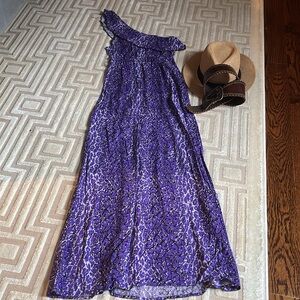 LEOPARD ONE SHOULDER RUFFLED DRESS